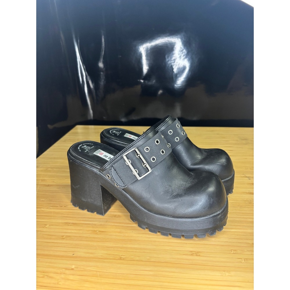 No Boundaries Cargo Black Platform Clogs Y2K Chunky Lug Sole Mules 7.5M 6274281